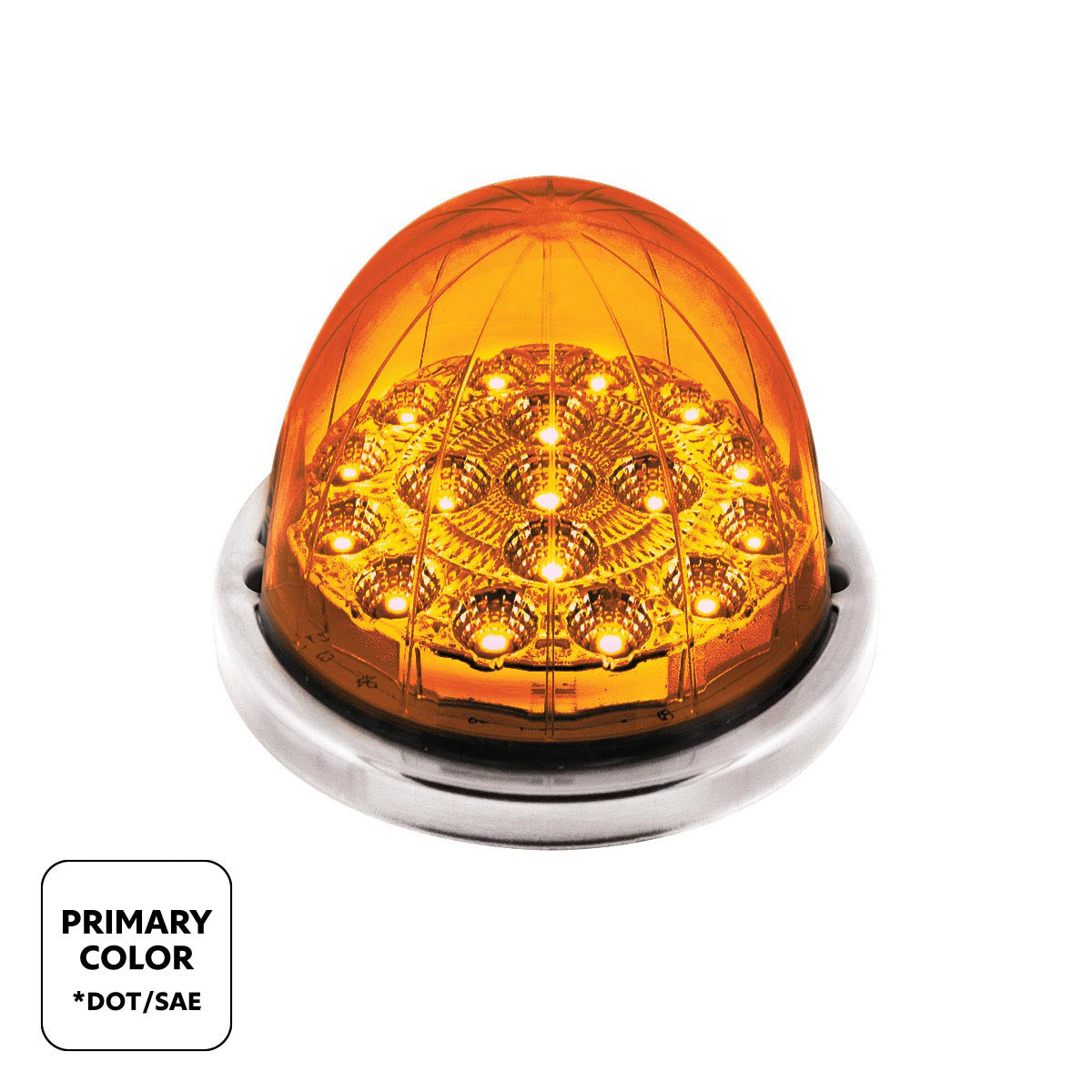 17 LED Watermelon Double Fury Light Flush Mount Kit With Low Profile SS Bezel - Amber & Green LED/Clear Lens