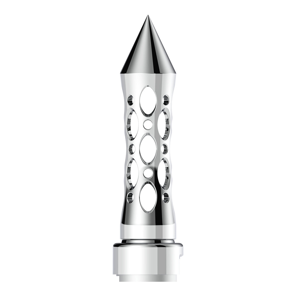 M30X3.5 Thread-On Daytona Style Spike Gearshift Knob With 13/15/18 Speed Adapter - Chrome/Vertical