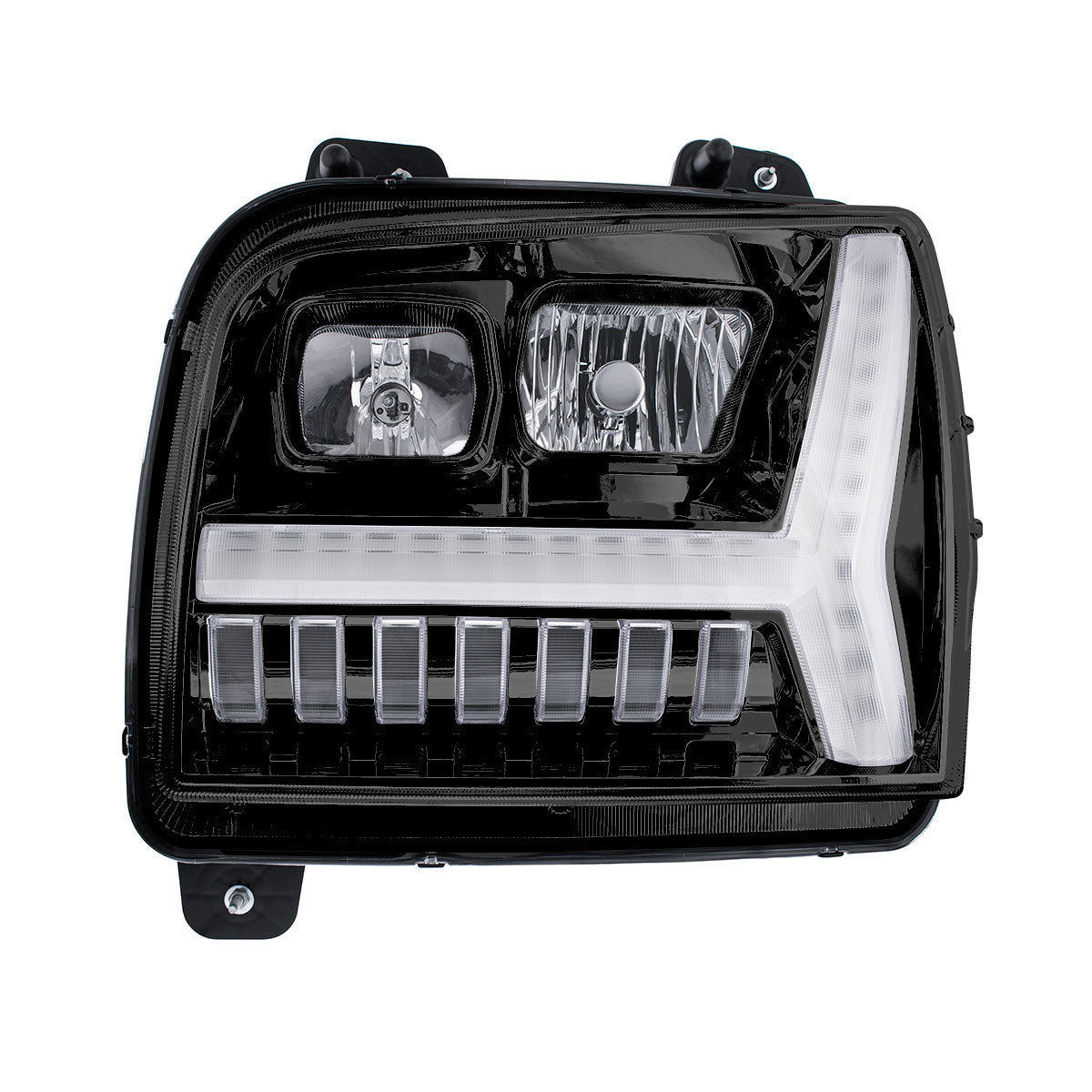 Blackout Headlight With LED DRL Light Bar & Turn Signal For 2018-2024 Kenworth W990-Driver