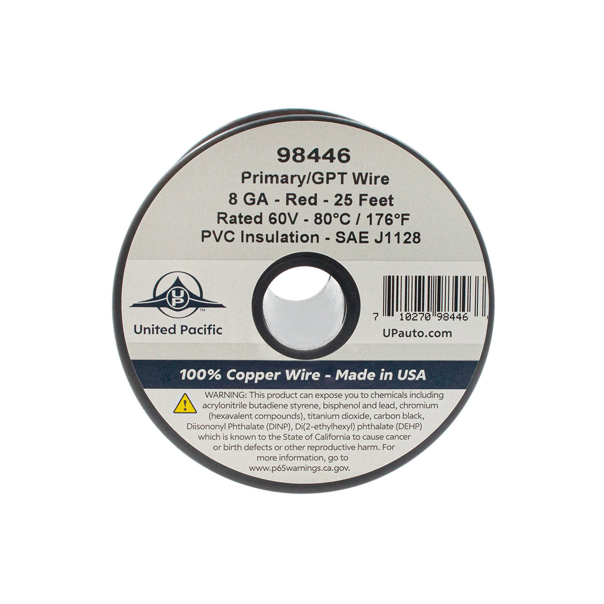 Primary Wire - Rated 80°C 8 AWG, Red 25 Ft.