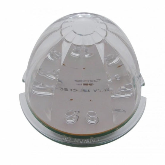 SS Front Air Cleaner Brkt With 12X 17 Amber LED Hi/Lo Watermelon Lights & SS Bezels For Peterbilt-Clear Lens