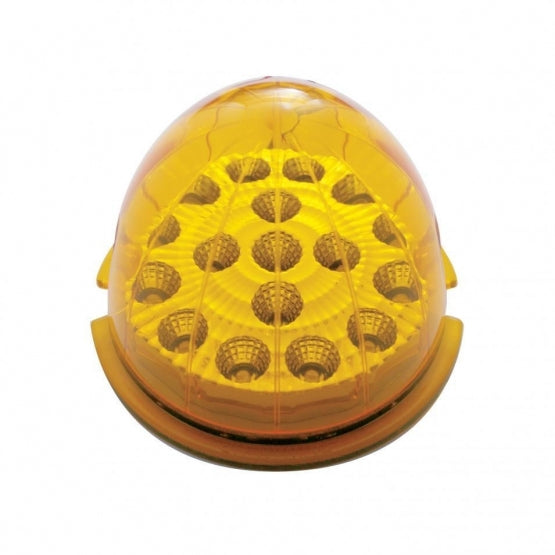 Fog Light Cover With 17 Amber LED Clear Style Reflector Light & Visor For 2007-17 KW T660- Passenger -Amber Lens
