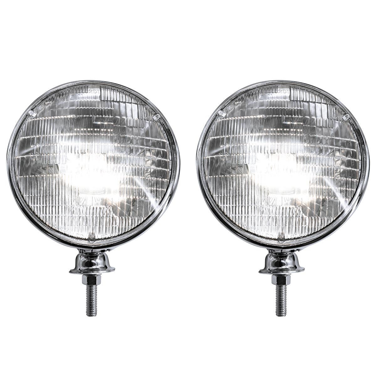 7" Chrome Dietz Style Headlight With 12 Volt 6014 Sealed Beam Bulb