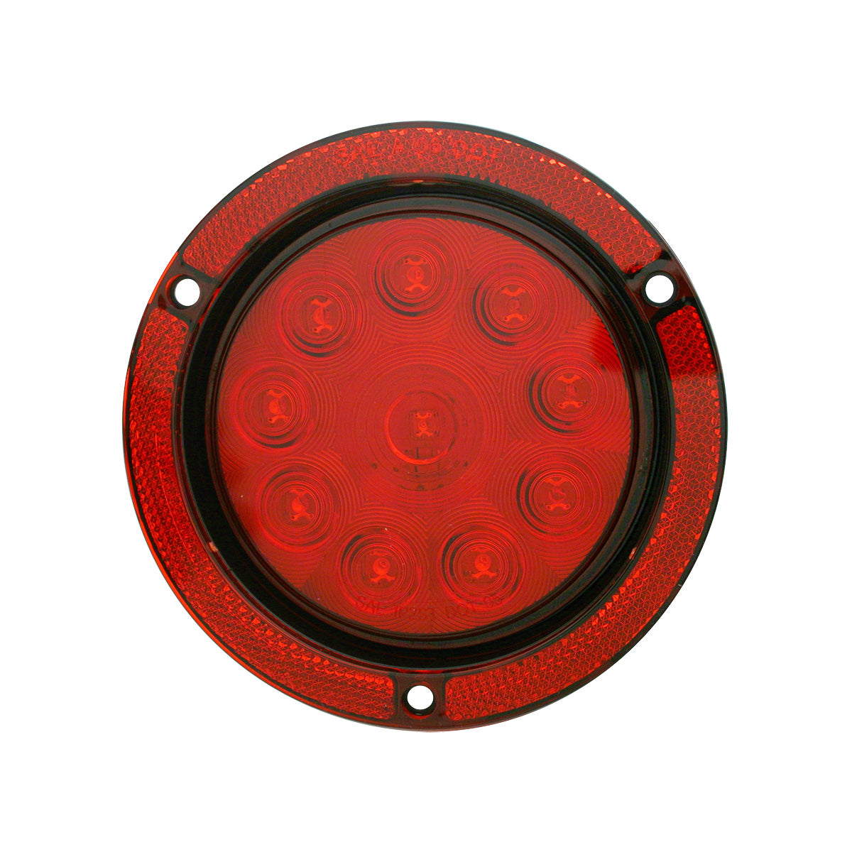 10 LED 4" Round Reflex Flange Mount Light (Stop, Turn & Tail) - Red LED/Red Lens