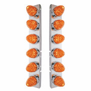SS Front Air Cleaner Bracket With 12X 19 LED Watermelon Lights & Bezels For Peterbilt-Amber LED/Dark Amber Lens