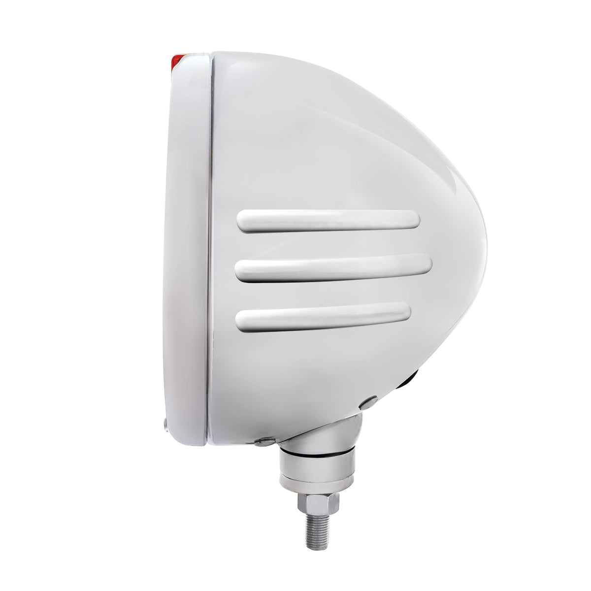 SS Classic Embossed Stripe Headlight H4 With 6 Amber LED & Dual Mode LED Signal -Amber Lens
