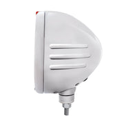 SS Classic Embossed Stripe Headlight H4 With 6 Amber LED & Dual Mode LED Signal -Amber Lens