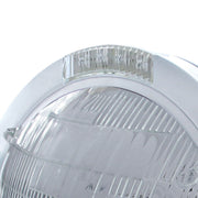 Stainless Steel Bullet Classic Headlight 6014 Bulb & LED Turn Signal - Clear Lens