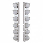 SS Front Air Cleaner Brkt With 12X 9 Amber Hi/Lo LED Watermelon GloLight & Visors For Peterbilt-Clear Lens