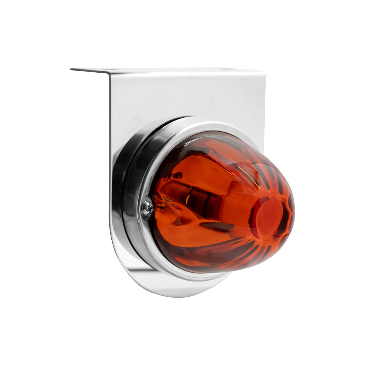 Dual Function Glass Watermelon Light With Stainless Steel Light Bracket Kit With LED Bulb-Amber LED/Dark Amber Lens