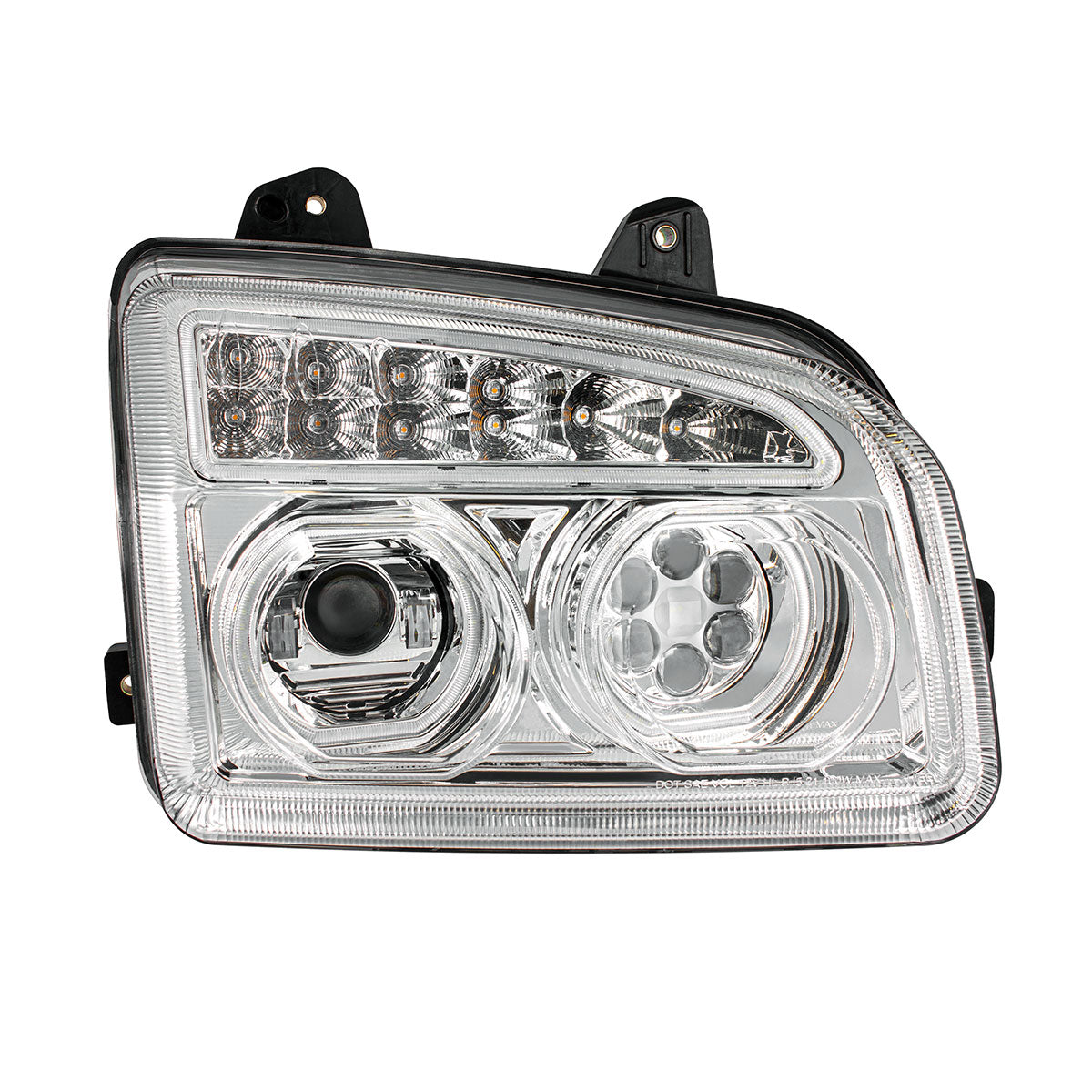 Chrome 11 LED Headlight For 2015-2024 Kenworth T880-Passenger