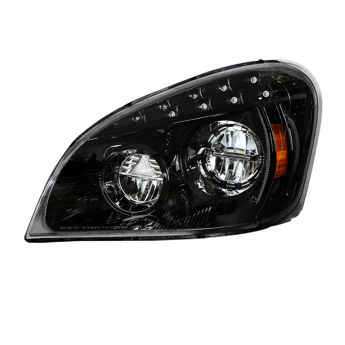 Black LED Headlight For 2008-2017 Freightliner Cascadia - Driver
