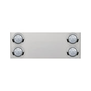 33-3/4" Stainless Rear Center Panel With Four 7 LED 4" Reflector Lights&Visors(No LP Holes)-Red LED/Clear Lens