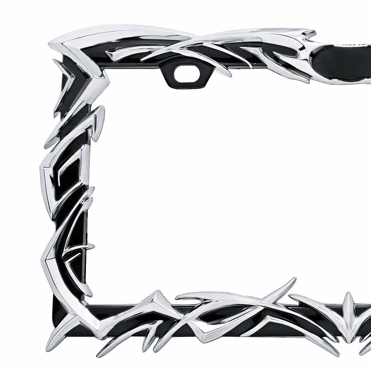 Tribal Flame License Plate Frame - Chrome