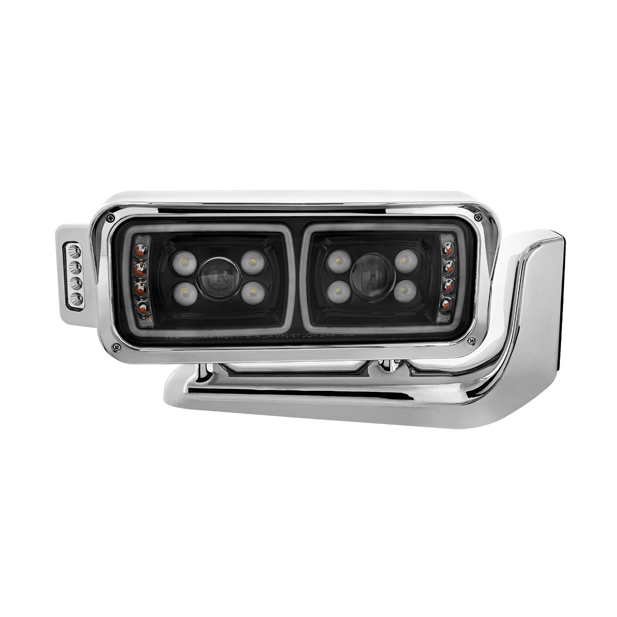10 High Power LED "Blackout" Projection Headlight Assembly W/Mounting Arm & Turn Signal Side Pod - Passenger Side