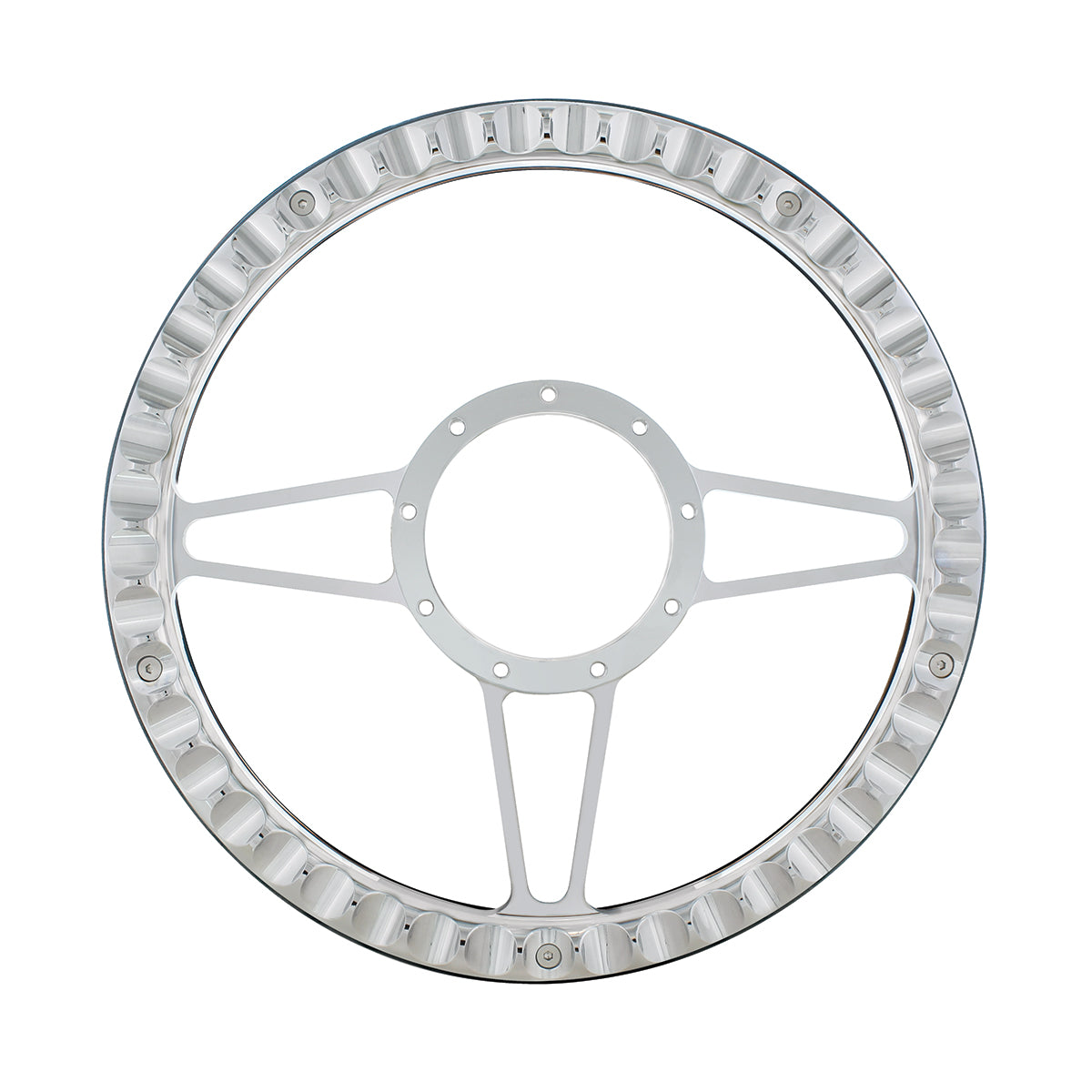 14" Chrome Aluminum 3-Spoke Style 9-Screw Mount Steering Wheel