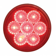 Stainless 1 Piece Rear Light Bar With 6X 7 LED 4" Reflector Lights & Bezels - Red LED/Red Lens