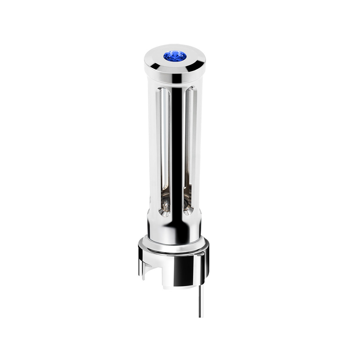Thread-On Chrome Sonoma Style Gearshift Knob With LED 13/15/18 Speed Adapter-Blue Crystal/Blue LED