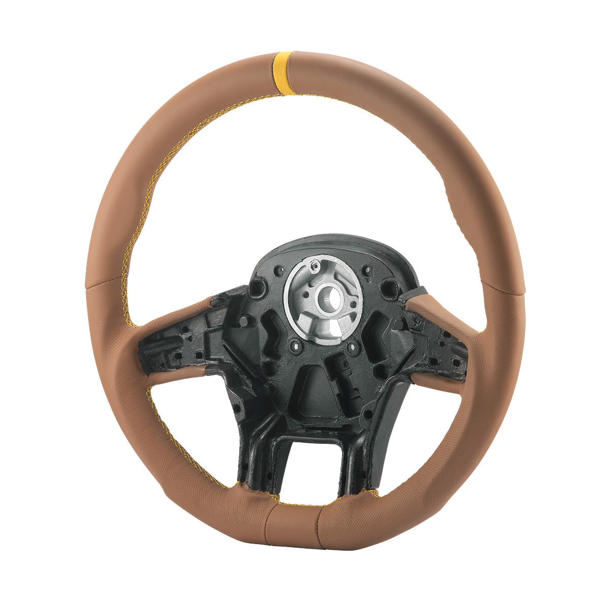 18" YourGrip GT PRO Leather Steering Wheel For 2012-2021 Peterbilt 579 & 2013-2021 Kenworth T680-Brown