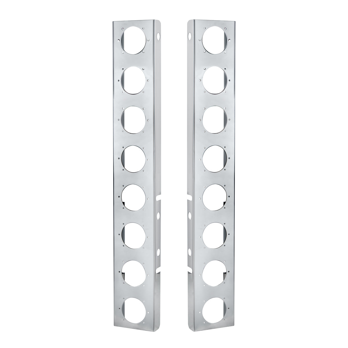 Peterbilt Stainless Front Air Cleaner Bracket Only - 16 Light Cutouts (Pair)
