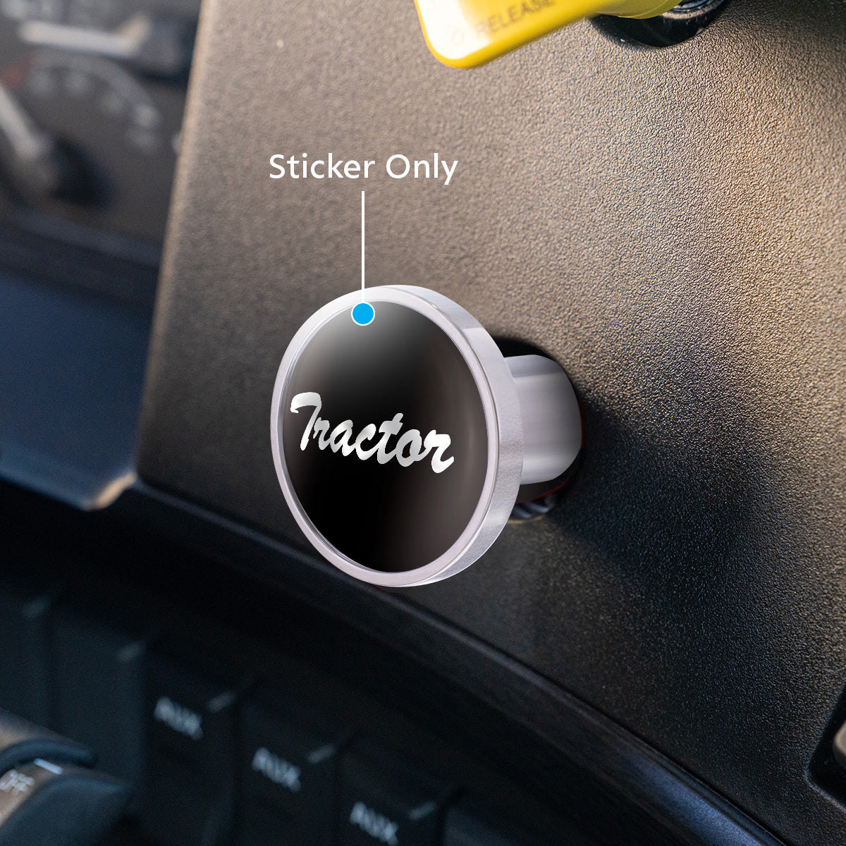 "Tractor" Glossy Air Valve Knob Candy Color Sticker -Glossy Black