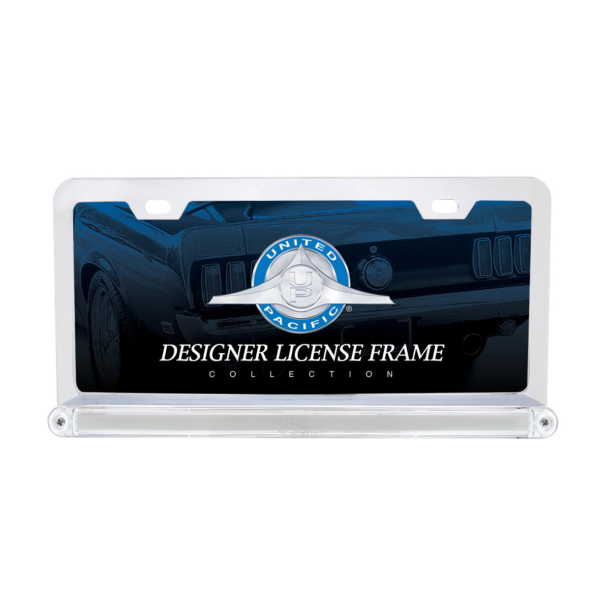 Chrome License Plate Frame With 24 LED 12" GloLight Bar - Red LED/Clear Lens