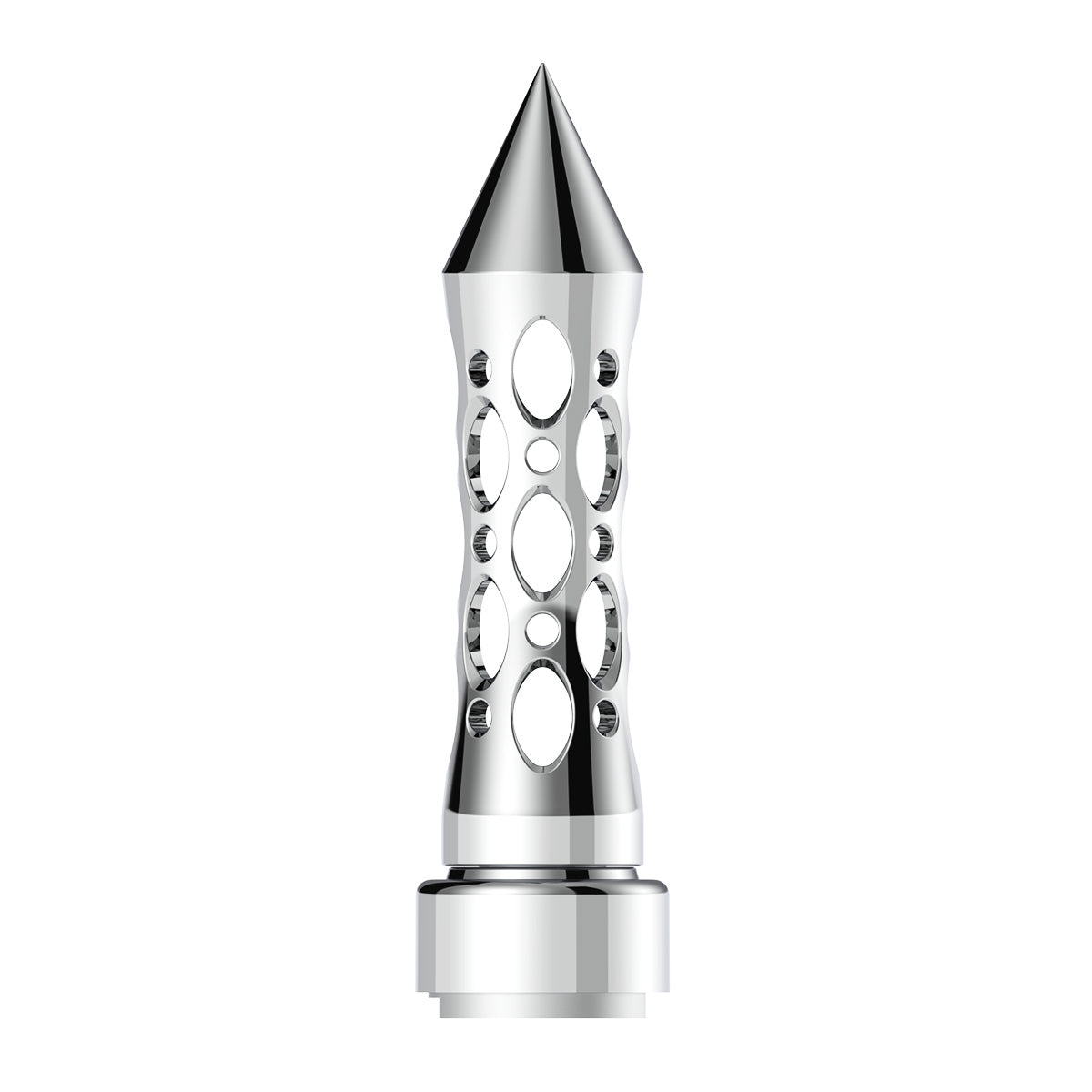 M30X3.5 Thread-On Daytona Style Spike Gearshift Knob With 9/10 Speed Adapter - Chrome/Vertical