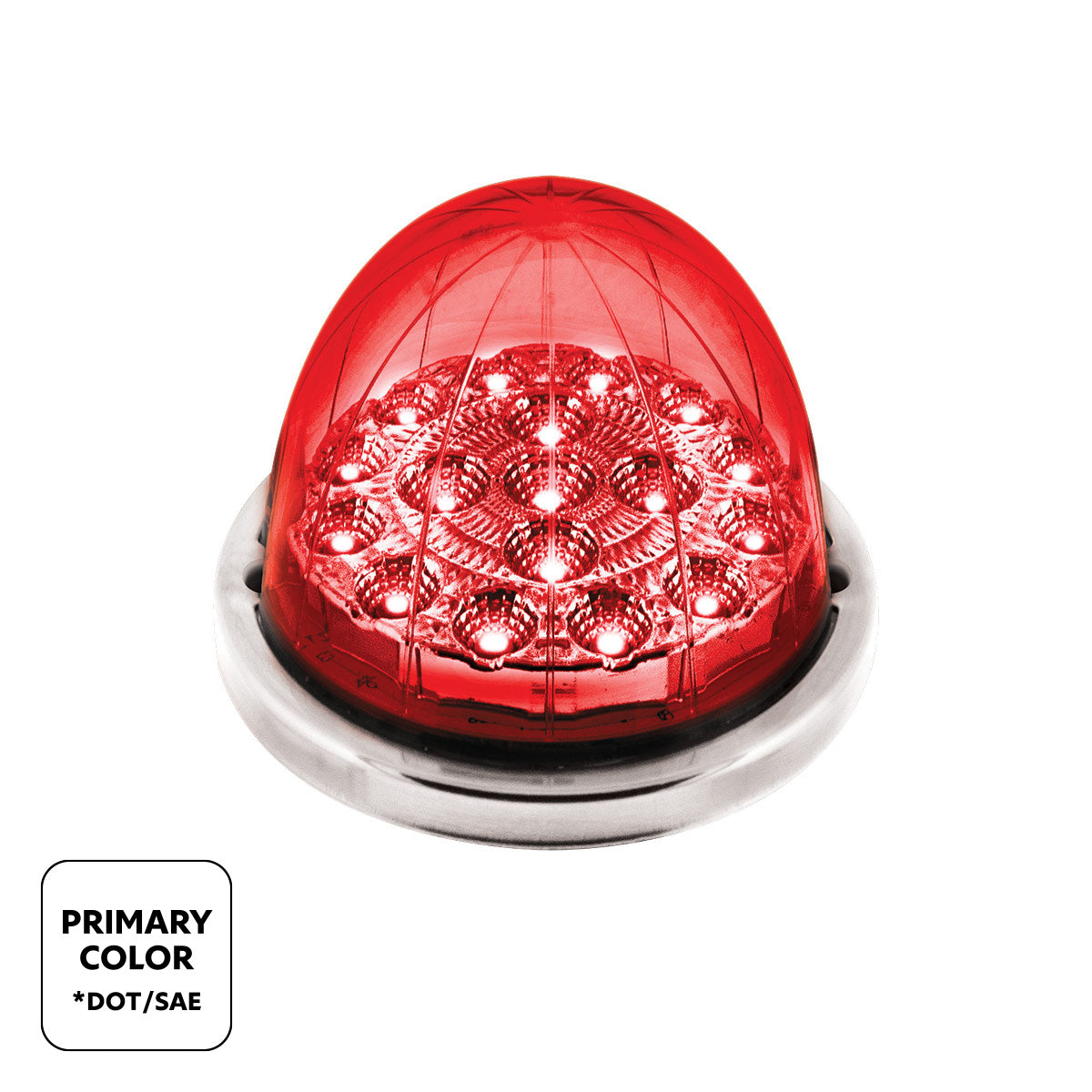 17 LED Watermelon Double Fury Light Flush Mount Kit With Low Profile SS Bezel - Red & Green LED/Clear Lens