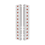 SS Front Air Cleaner Bracket With 22X 3 Amber LED 3/4" Mini Lights & SS Bezels For Peterbilt-Amber Lens