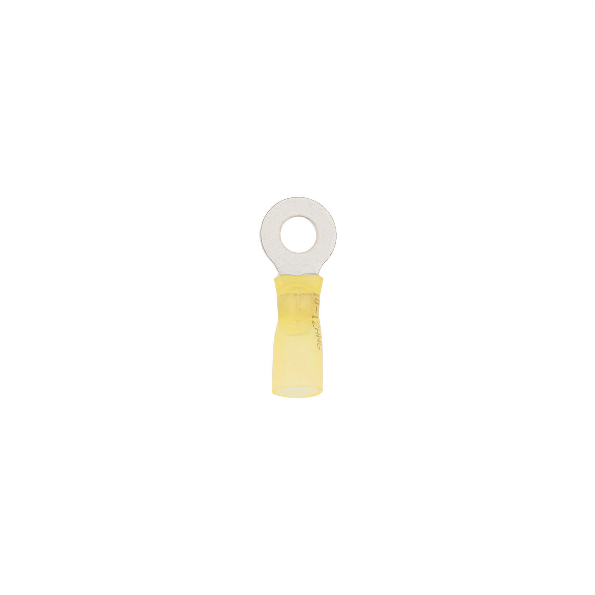 12-10 AWG 1/4" Stud CS Heat Shrink Ring Terminal - Yellow (4-Pack)