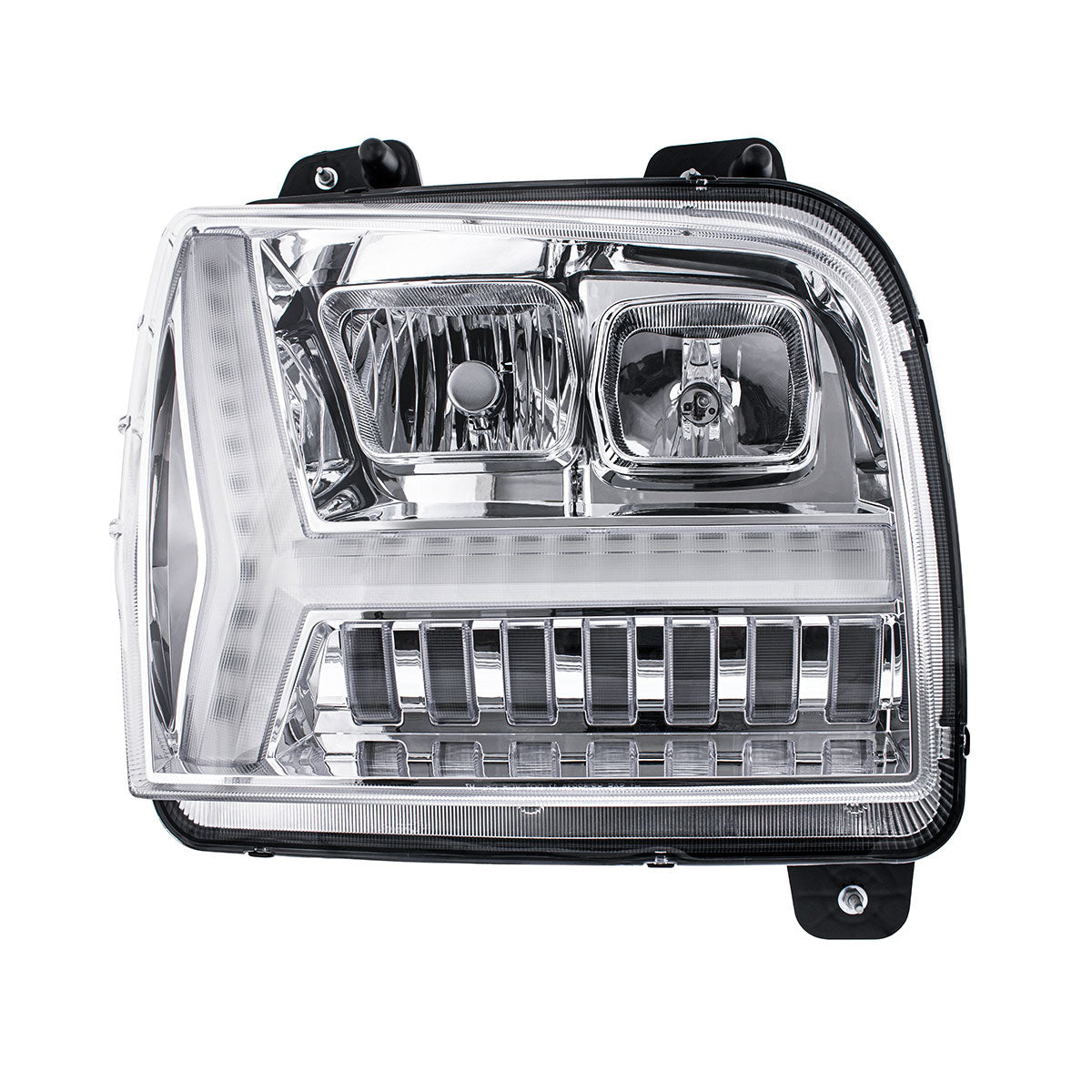 Chrome Headlight With LED DRL Light Bar & Turn Signal For 2018-2024 Kenworth W990-Passenger