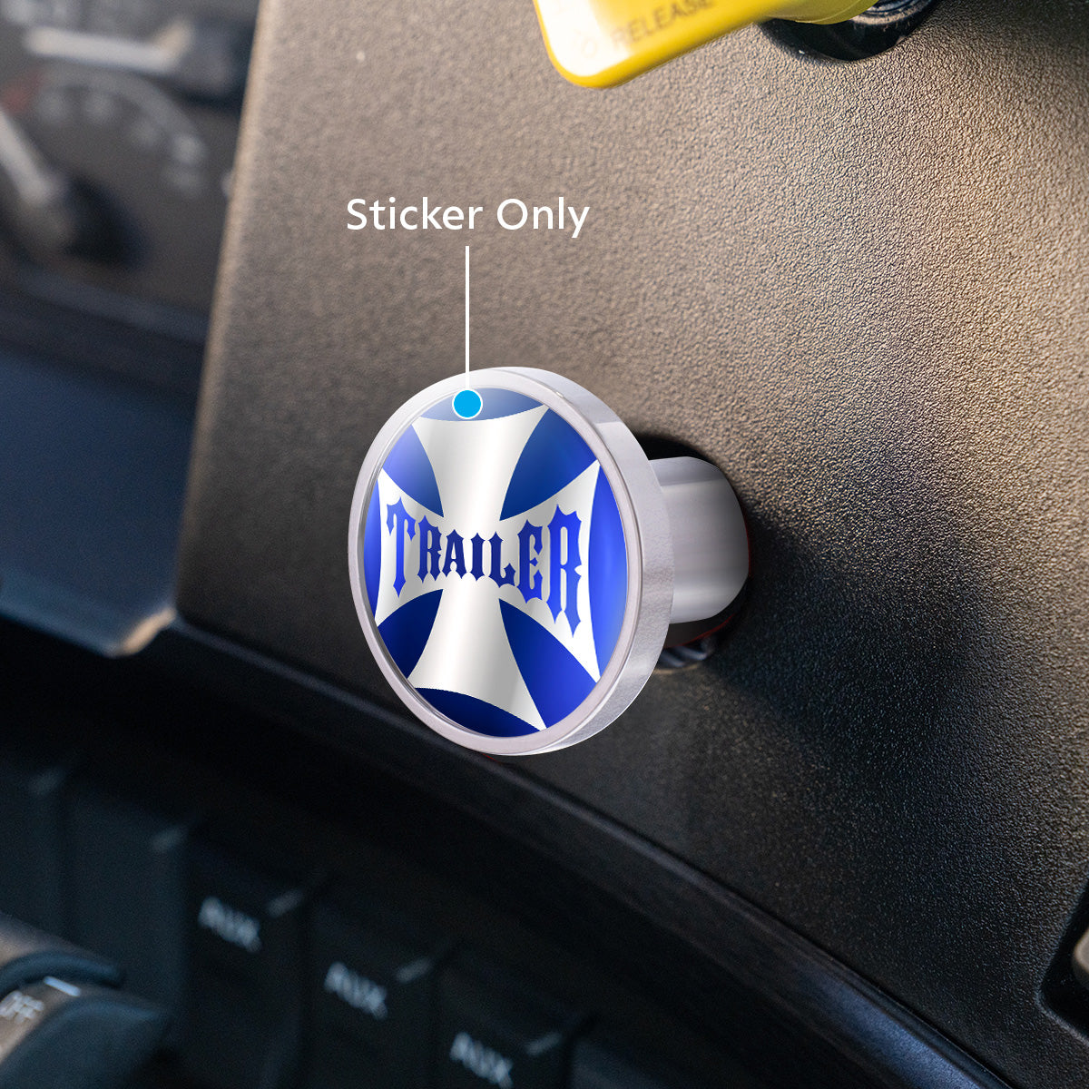 "Trailer" Maltese Cross Air Valve Knob Candy Color Sticker Only- Indigo Blue