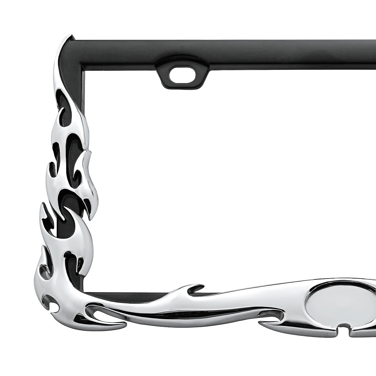 Flame License Plate Frame - Chrome