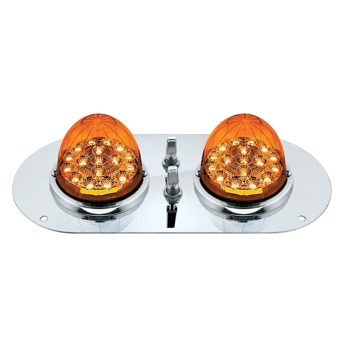 304 SS Above Door Dome Light Kit With 2 X 17 LED Double Fury Watermelon For KW & PB Trucks-Amber & Green LED