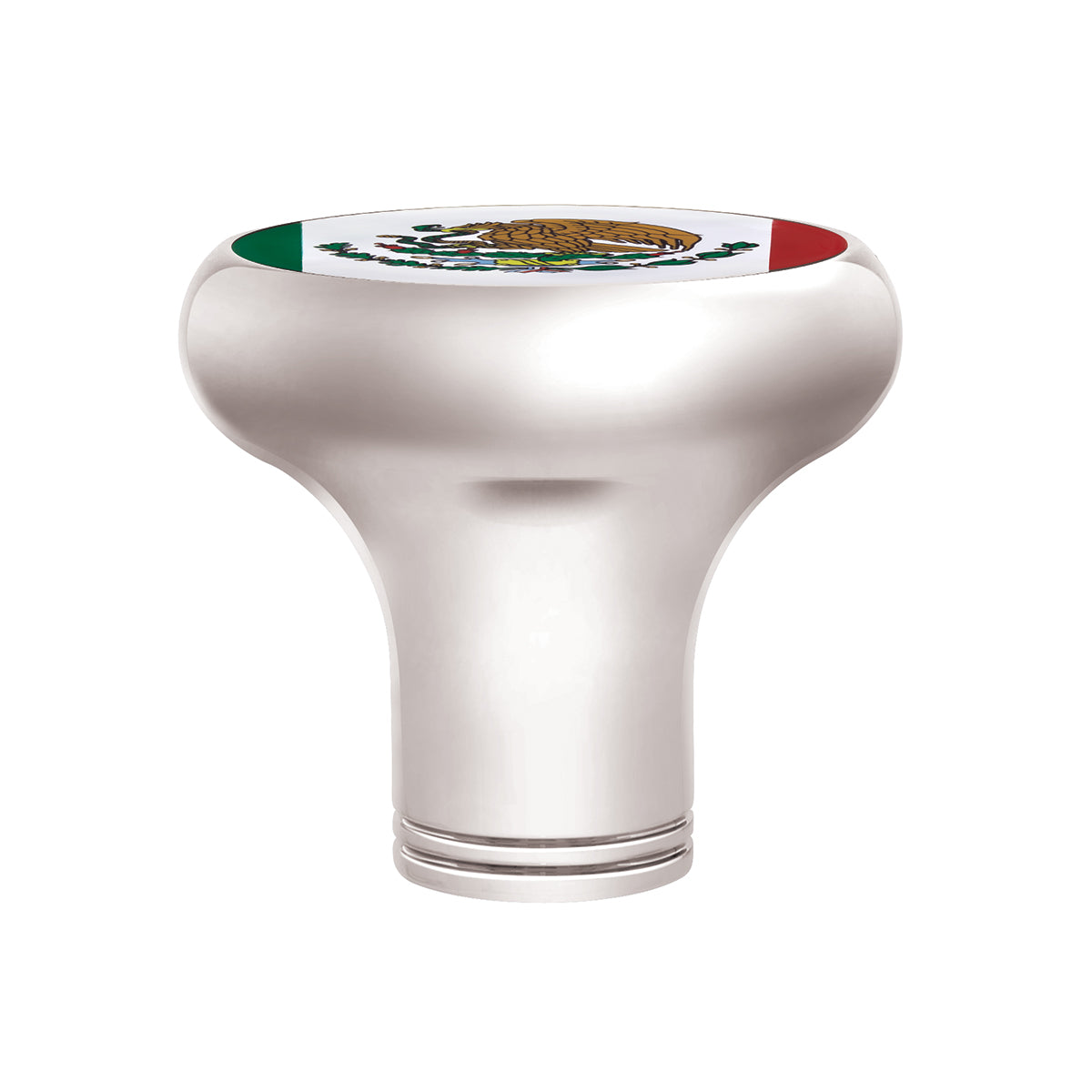 1/2"-13 Thread-On Gearshift Knob With Mexico Flag Sticker - Chrome