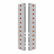 SS Front Air Cleaner Bracket With 22X 2 Amber LED 3/4" Mini Lights & SS Bezels For Peterbilt-Amber Lens