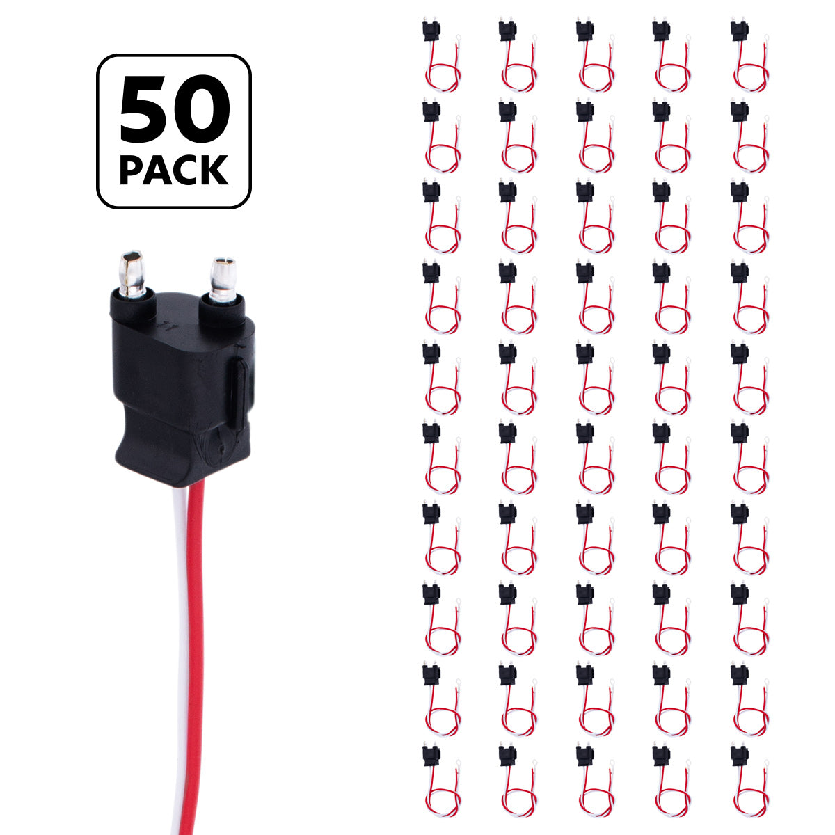 2 Wire Pigtail With 2 Prong Straight Plug - 12" Lead (50-Pack)