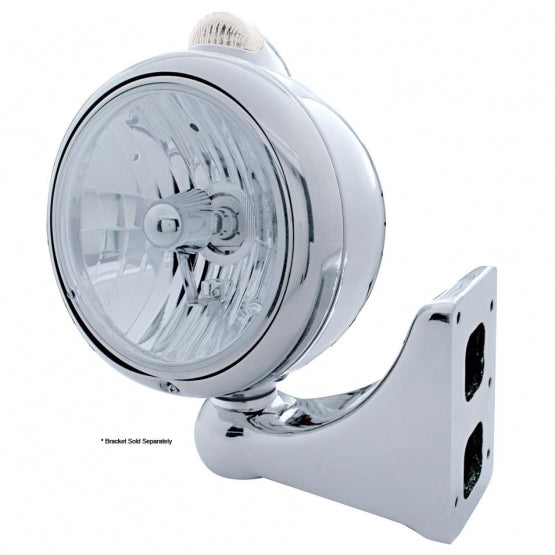 Stainless Steel Guide 682-C Style Headlight Crystal H4 & LED Signal - Clear Lens