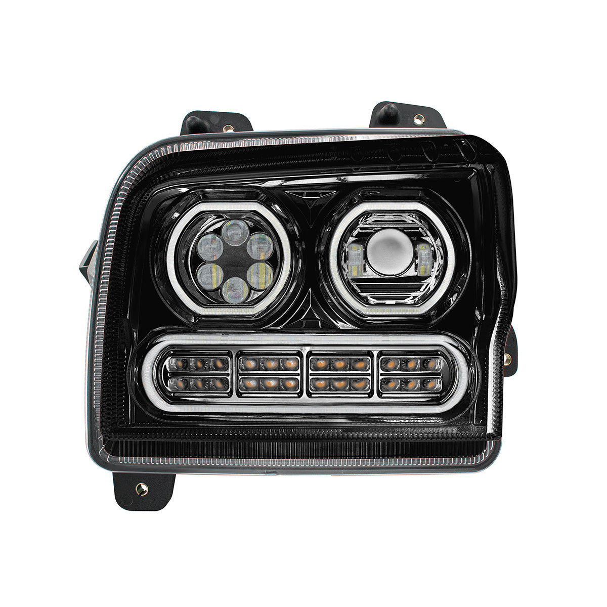 High Power 10 LED Blackout Headlight With 24 LED Turn & 100 LED Halo For 2019-2024 Kenworth W990-Driver