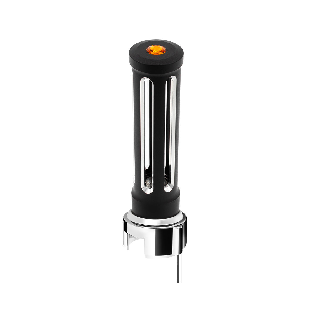 Thread-On Matte Black Sonoma Style Gearshift Knob With LED 13/15/18 Speed Adapter-Amber Crystal/Amber LED