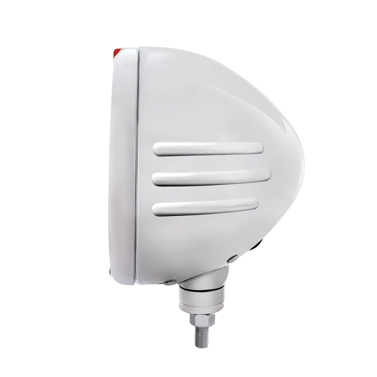 Stainless Steel Classic Embossed Stripe Headlight Crystal H4 & Dual Mode LED Signal-Amber Lens