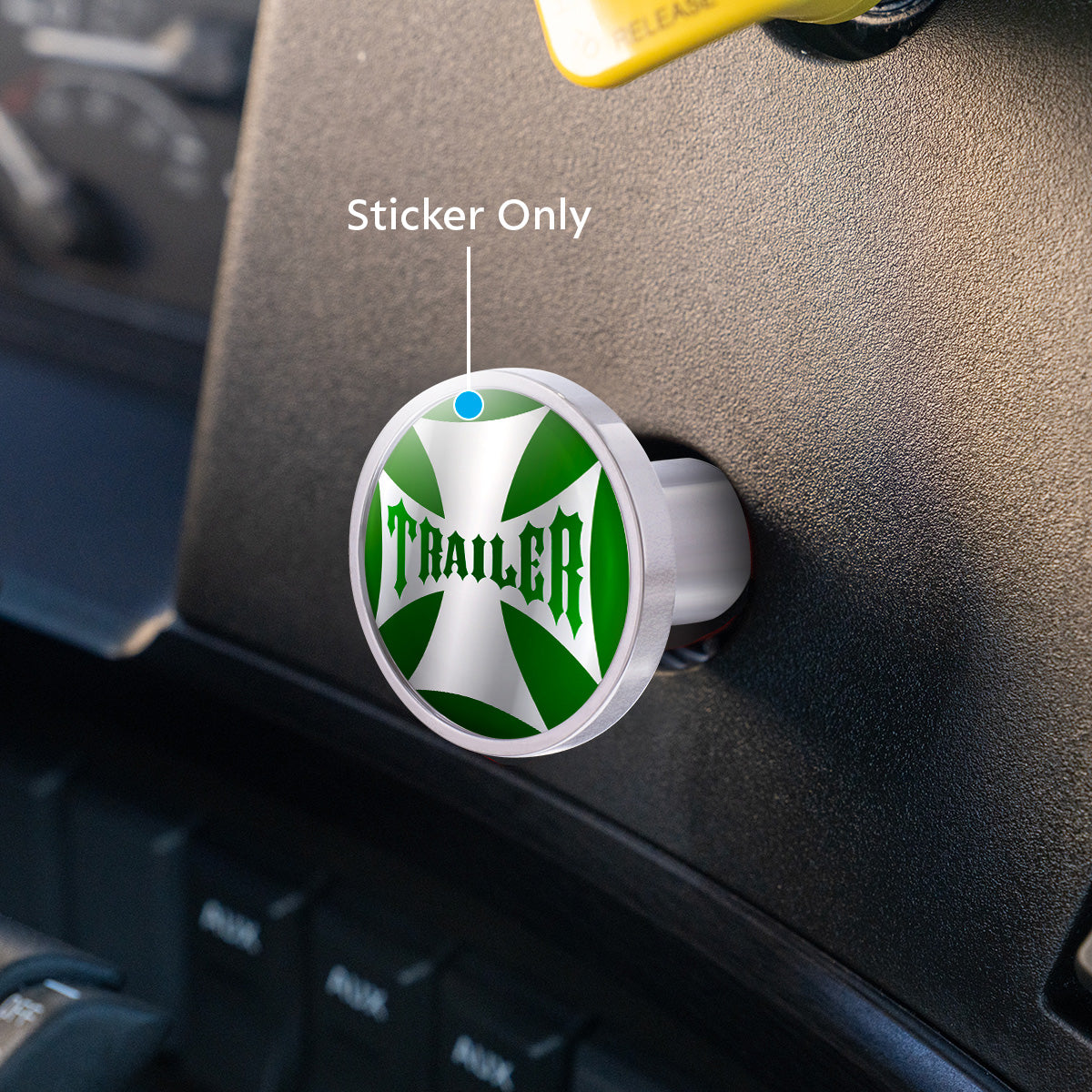 "Trailer" Maltese Cross Air Valve Knob Candy Color Sticker Only- Emerald Green