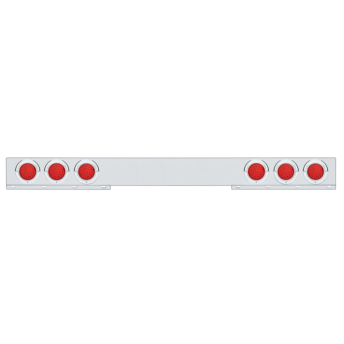 Stainless 1 Piece Rear Light Bar With 6X 36 LED 4" Lights & Visors - Red LED/Red Lens
