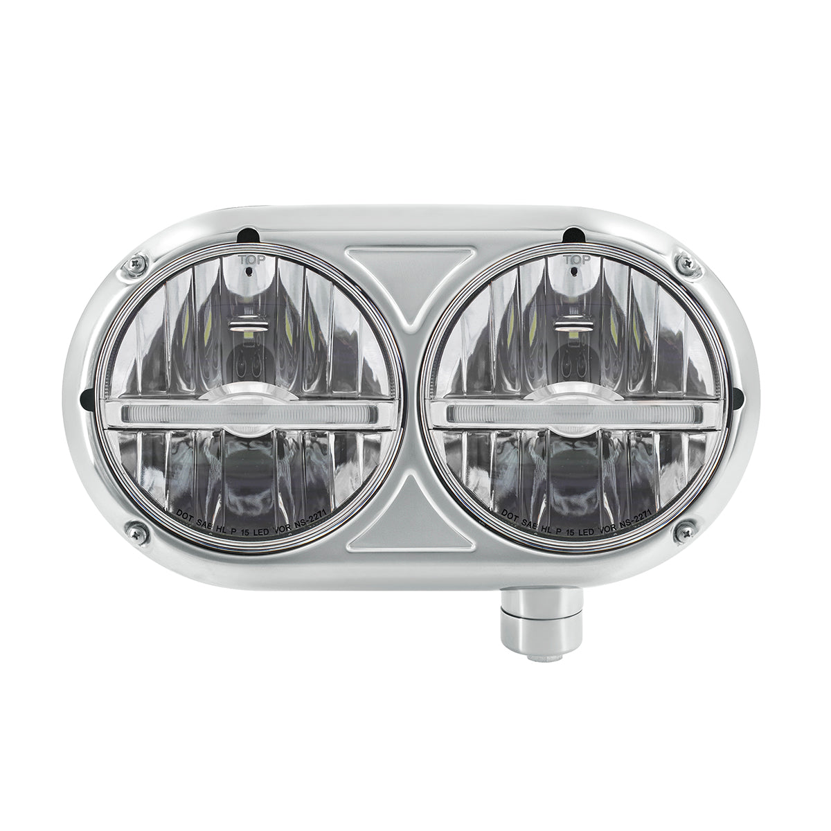 Headlight Assembly With 304 SS Housing & LED Headlights W/Amber LED Position Light For Peterbilt 359 - Passenger