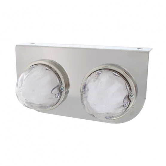 Stainless Light Bracket With 2X 9 LED Dual Function Watermelon GloLight - Amber LED/Clear Lens