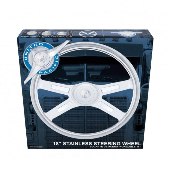 18" Stainless Steel 4 Spoke Steering Wheel