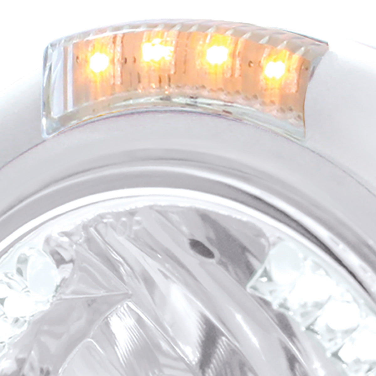 Stainless Steel Classic Headlight H4 With 34 White LED & Signal - Clear Lens