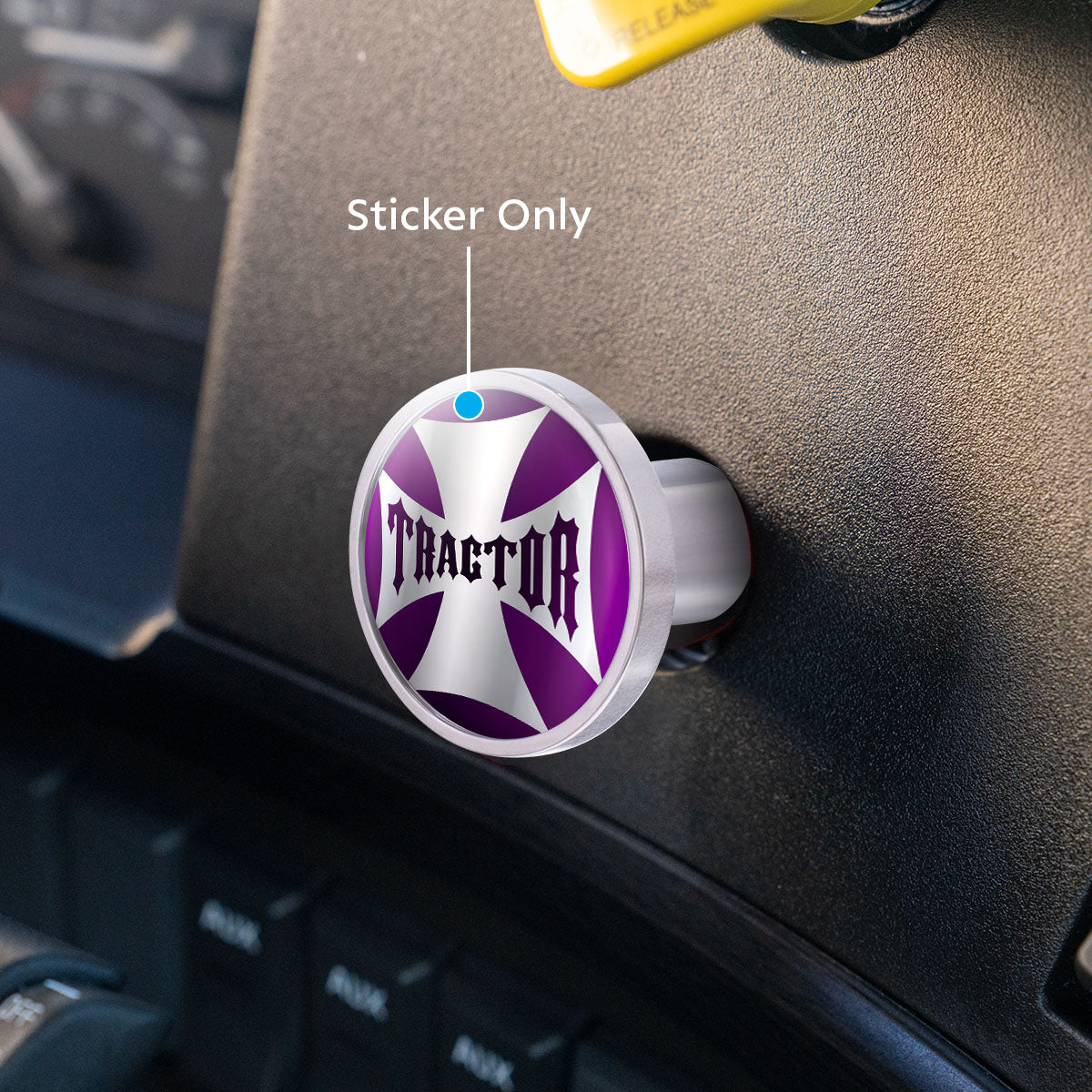 "Tractor" Maltese Cross Air Valve Knob Candy Color Sticker - Candy Purple