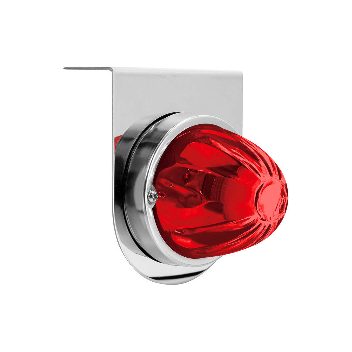 Dual Function Glass Watermelon Light With Stainless Steel Light Bracket Kit With LED Bulb-Red LED/Red Lens