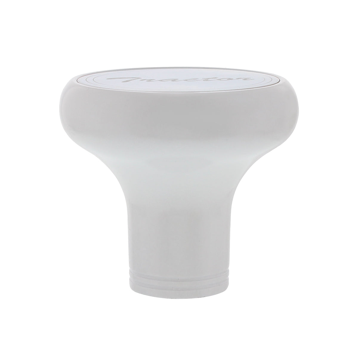 Deluxe Aluminum Screw-On Air Valve Knob With Stainless "Tractor" Plaque - Pearl White